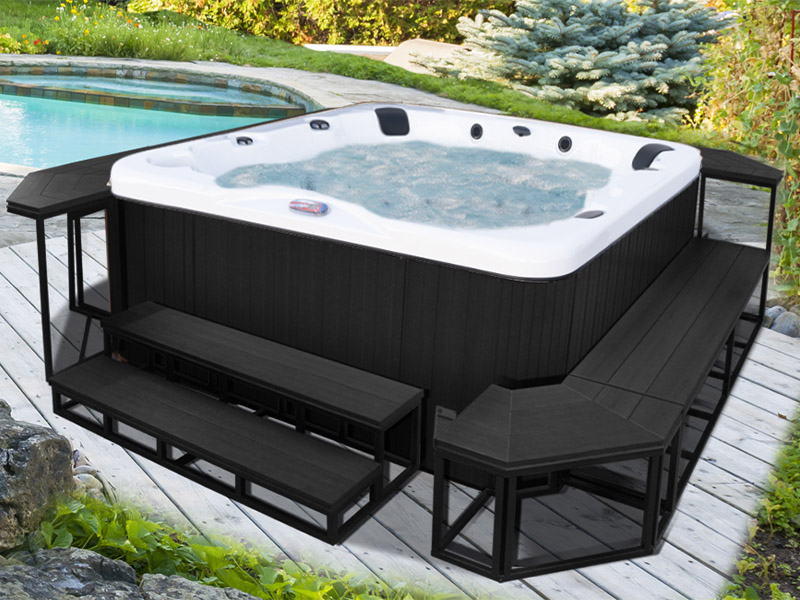 Hot Tubs, Spas, Portable Spas, for sale American Spas American Spas hot tub being used in a family setting