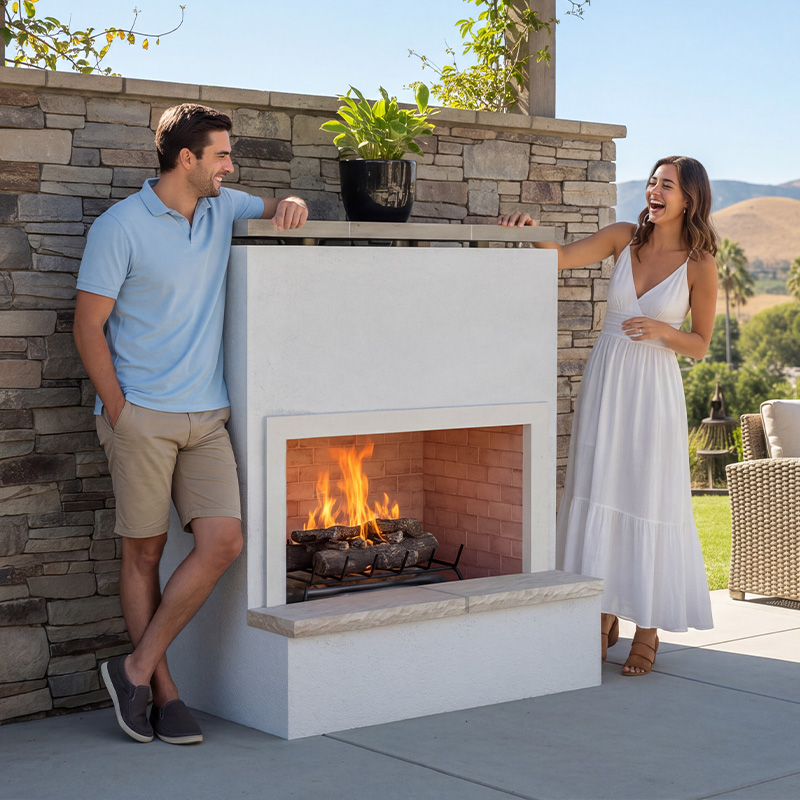 Monterey – Modern Outdoor Gas Fireplace W/ Bottom Mantel