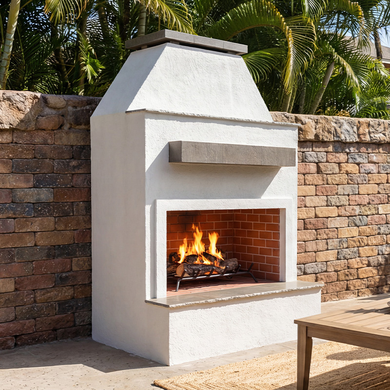 Durango – Modern Outdoor Gas Fireplace w/ Extended Bottom Mantel